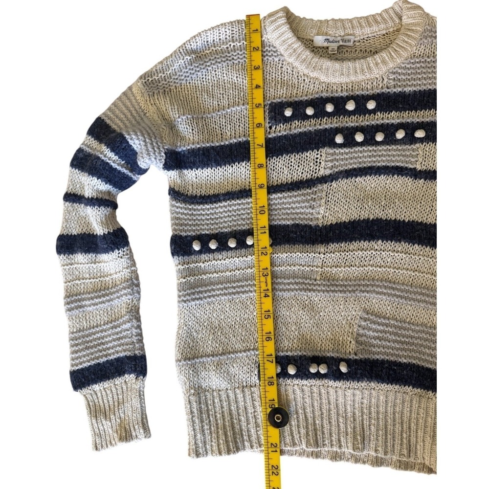 Madewell Striped Knit Sweater Women XS Blue White Textured Bobble Detail‎ EUC - Picture 7 of 9